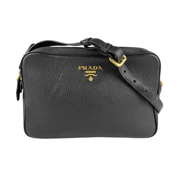 Prada Handbags - Prada crossbody shoulder bag black gold leather